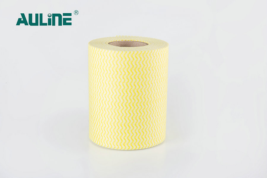 Siri Pulpa Kayu Bercetak Spunlace Nonwoven Yellow